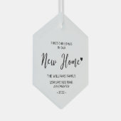 Zwart-witbriefing Nieuw thuisadres Kerstmis Glas Ornament (Voorkant Rechts)