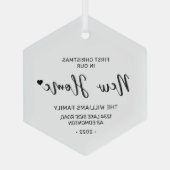 Zwart-witbriefing Nieuw thuisadres Kerstmis Glas Ornament (Achterkant)