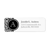 Zwart-witbruid Damask Monogram Labels (Voorkant)
