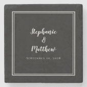 Zwart-witbruidbruid en bruin-bruin stenen onderzetter (Voorkant)