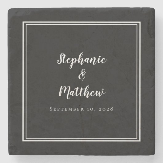 Zwart-witbruidbruid en bruin-bruin stenen onderzetter (Voorkant)