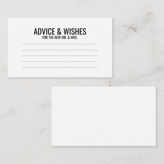 Zwart-witbruidsadvies en -wensen advieskaart (Voorkant / Achterkant)