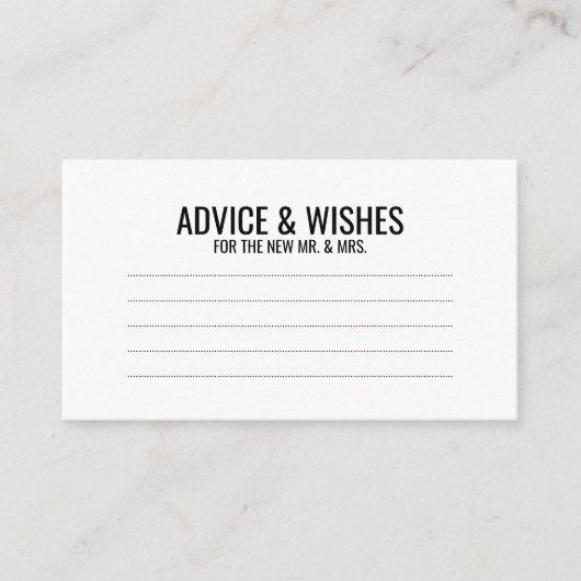 Zwart-witbruidsadvies en -wensen advieskaart (Voorkant)