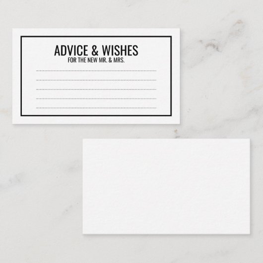 Zwart-witbruidsadvies en -wensen advieskaart (Voorkant / Achterkant)