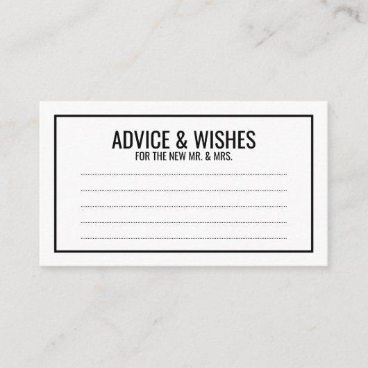 Zwart-witbruidsadvies en -wensen advieskaart (Voorkant)