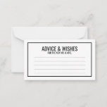 Zwart-witbruidsadvies en -wensen advieskaart<br><div class="desc">Black and White Wedding Wedding Advice and Wishes Kaart met jouw informatie in zwarte vetgedrukte sans serif font met zwarte rechthoekrand. Klik op de knop Aanpassen om het ontwerp aan te passen.</div>