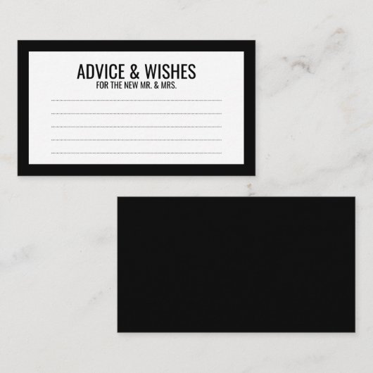 Zwart-witbruidsadvies en -wensen advieskaart (Voorkant / Achterkant)