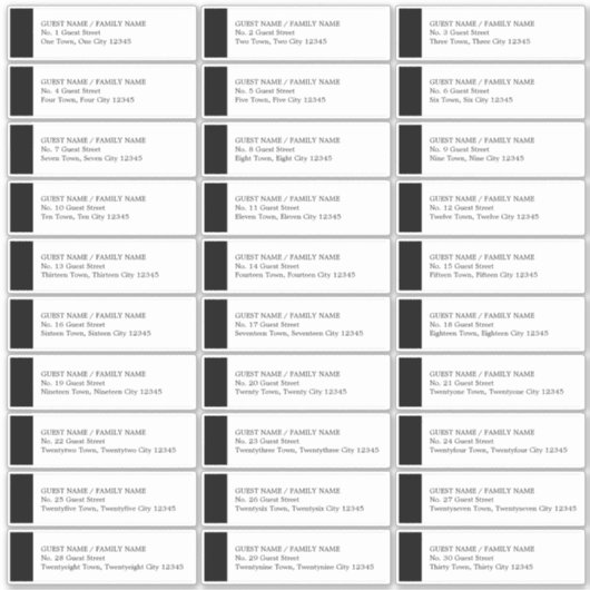 Zwart-witbruiloft 30 gastAdresetiketten Sticker (Voorkant)