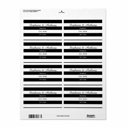 Zwart-witbruiloft Etiket (Full Sheet)