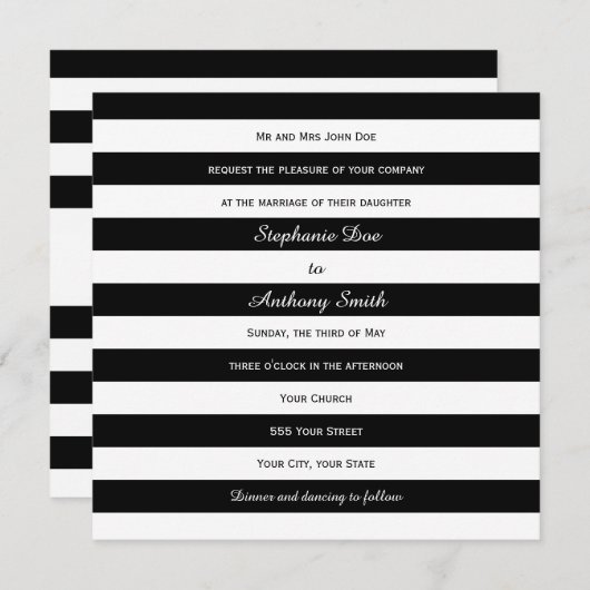 Zwart-witbruiloft Kaart (Voorkant / Achterkant)