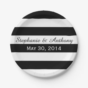 Zwart-witbruiloft Papieren Bordje