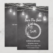 Zwart witbruiloft save the date (Voorkant / Achterkant)