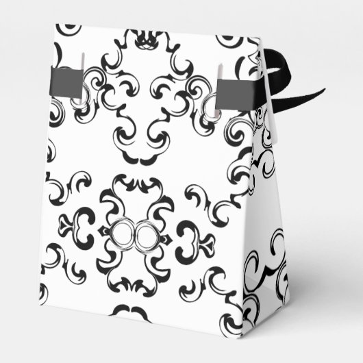 Zwart-witbruin gothisch huwelijk bedankdoosjes (Achterkant)