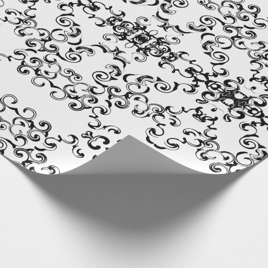 Zwart-witbruin gothisch huwelijk cadeaupapier (Hoek)