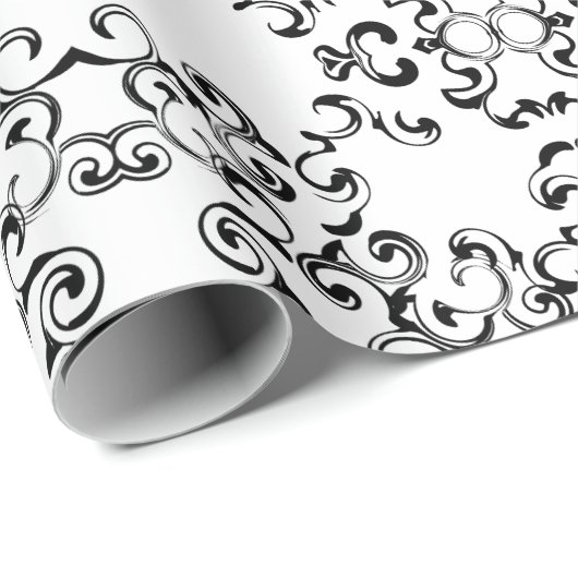 Zwart-witbruin gothisch huwelijk cadeaupapier (Rol Hoek)