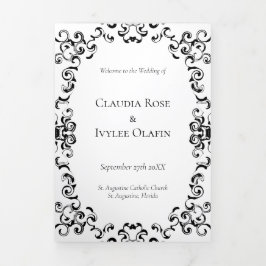 Zwart-witbruin gothisch huwelijk drieluik programma