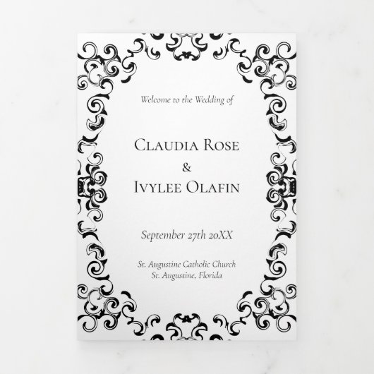 Zwart-witbruin gothisch huwelijk drieluik programma (Cover)