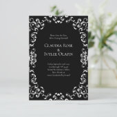 Zwart-witbruin gothisch huwelijk kaart (Staand voorkant)
