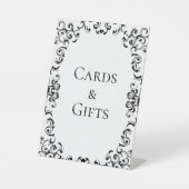 Zwart-witbruin gothisch huwelijk reclamebord met voetstuk (Voorkant)