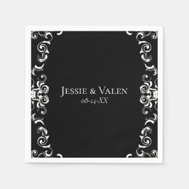 Zwart-witbruin gothisch huwelijk servet