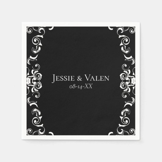 Zwart-witbruin gothisch huwelijk servet (Voorkant)