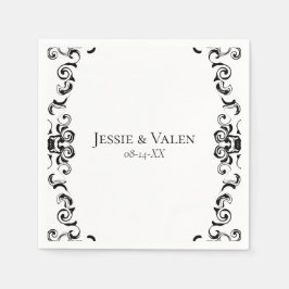 Zwart-witbruin gothisch huwelijk servet