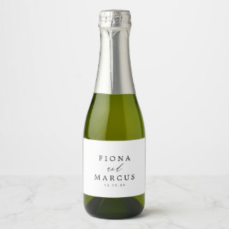 Zwart-witbruin huwelijk sparkling wijnetiket