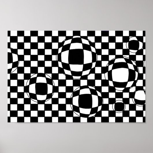 Zwart-witbubbels Poster afdrukken (Voorkant)