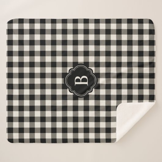 Zwart-witbuffel met monogram sherpa deken (Voorkant (horizontaal))