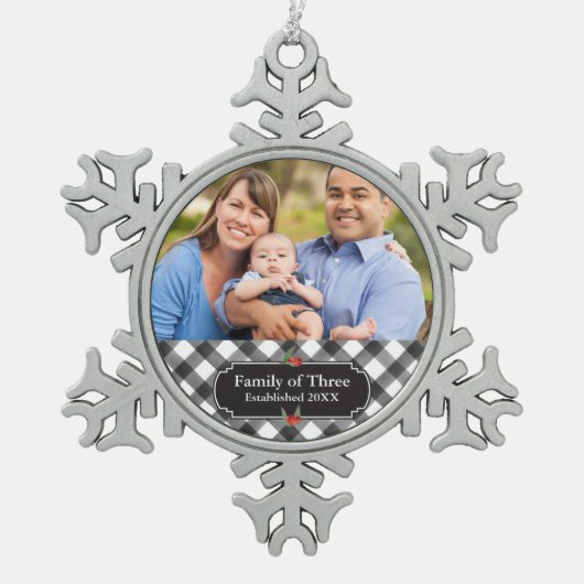 Zwart-witbuffels met persoonlijke prestaties tin sneeuwvlok ornament (Voorkant)