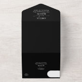 Zwart-witCalligrafie-script bruiloft All In One Uitnodiging (Buitenkant)