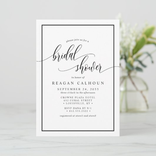 Zwart-witcalligrafische script Vrijgezellenfeest I Kaart (Staand voorkant)