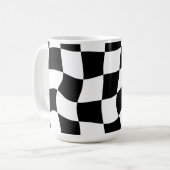 zwart-witchecker koffiemok (Voorkant links)