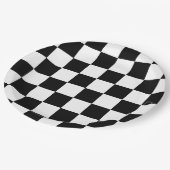 Zwart-witcheckerbord, ingecheckt papieren bordje (Gekanteld)