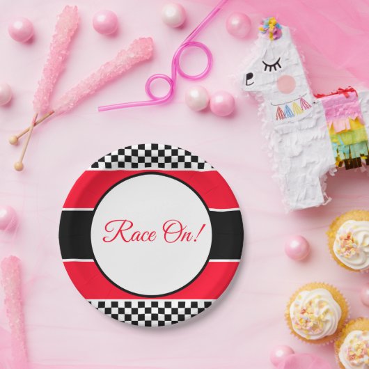 Zwart-witcheque Papieren Bordje (Feest)