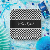 Zwart-witcheque Papieren Bordje (Feest)