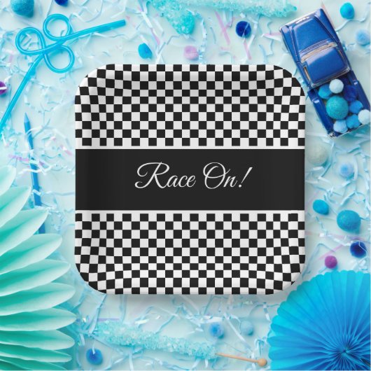 Zwart-witcheque Papieren Bordje (Feest)