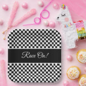 Zwart-witcheque Papieren Bordje (Feest)