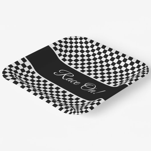 Zwart-witcheque Papieren Bordje (Gebogen)