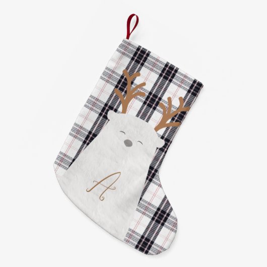 Zwart-witcheque/tritartan Polair beer Kleine Kerstsok (Voorkant (Hangend))