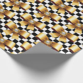 Zwart-witcheques en goudpaalbus cadeaupapier (Hoek)