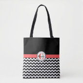 Zwart-witChevron All-Over-Print Canvas tas (Voorkant)