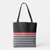 Zwart-witChevron All-Over-Print Canvas tas (Achterkant)