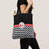 Zwart-witChevron All-Over-Print Canvas tas (Dichtbij)