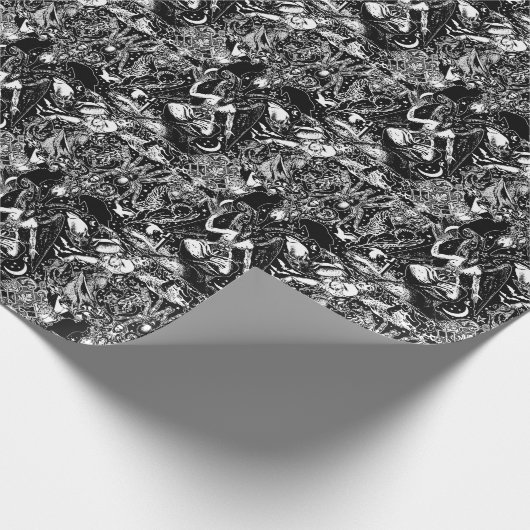 Zwart Witchy Gothic Victoriaans Gothic Baphomet Cadeaupapier (Hoek)