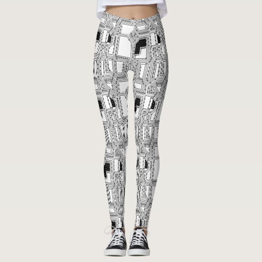 Zwart-witcircuit Leggings (Voorkant)