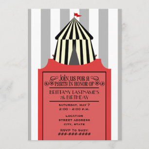 Zwart-witcirkeltje Tent met Red Ticket Birthday Kaart