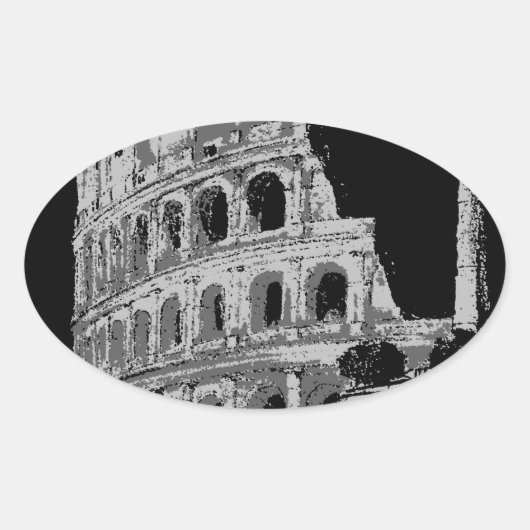 Zwart-witcolosseum Ovale Sticker (Voorkant)
