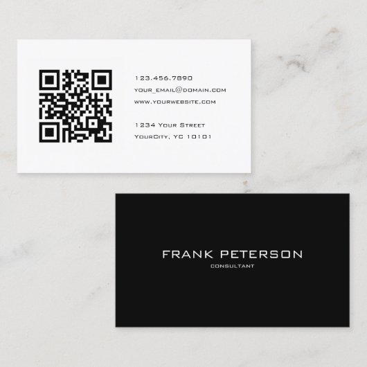 Zwart-witconsultant voor QR-codes Visitekaartje (Voorkant / Achterkant)