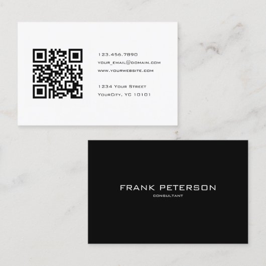 Zwart-witconsultant voor QR-codes Visitekaartje (Voorkant / Achterkant)